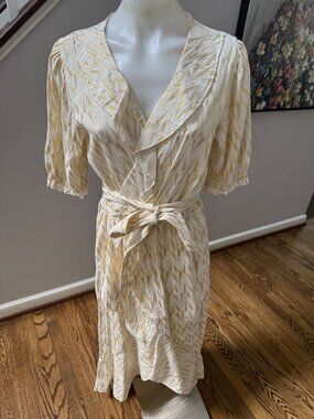 NIBI MTK Viola Metallic 100% Cotton Ruffle Midi Dress Size Small